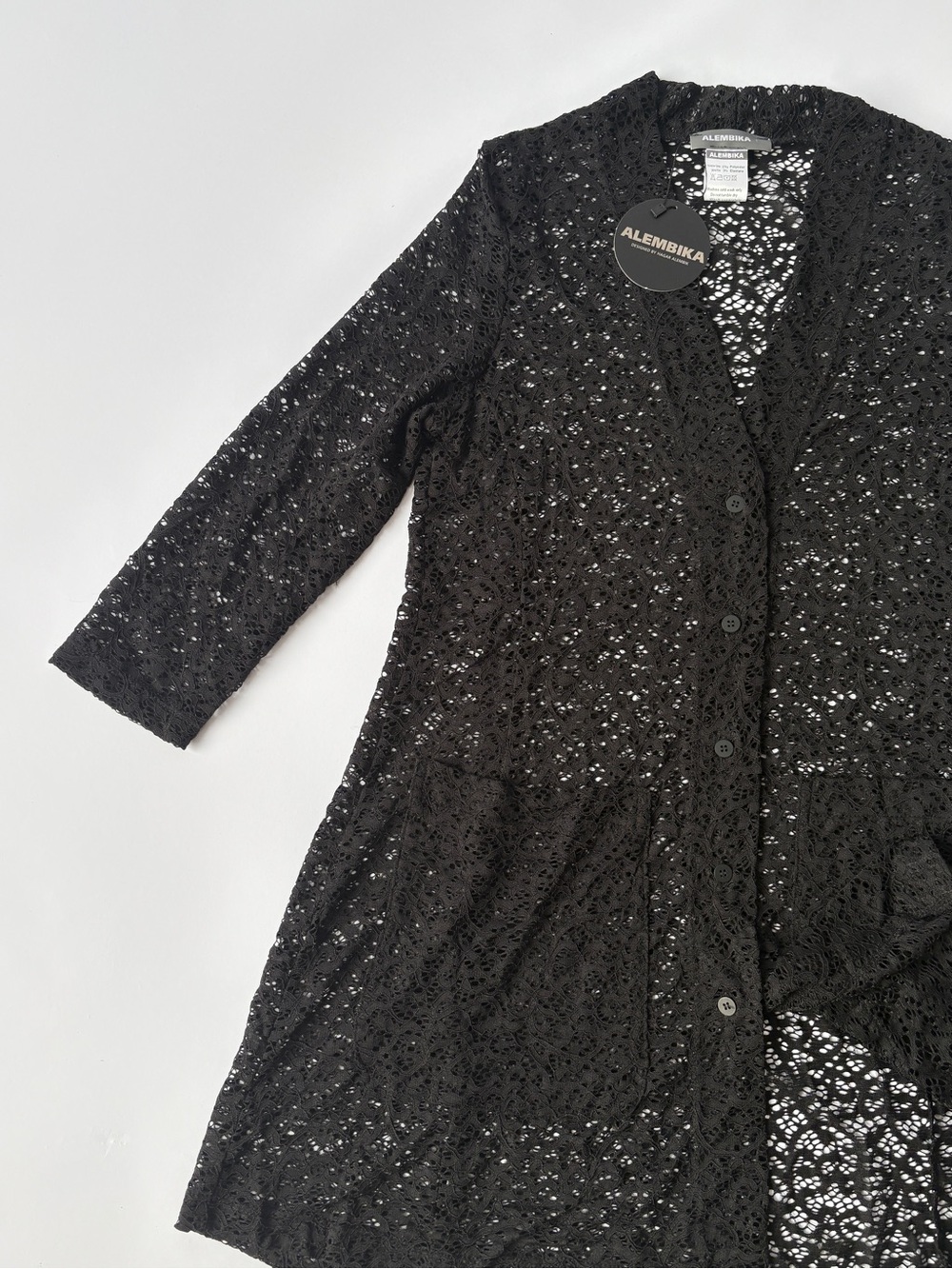 Long Black Lace Button-Front Cardigan Sweater